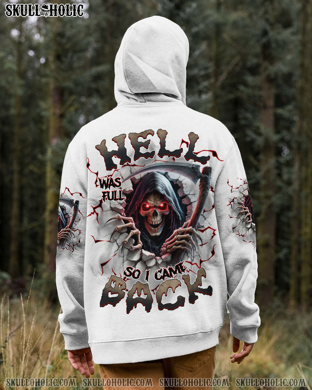 BLISSCORNERS HELL WAS FULL SO I CAME BACK REAPER SKULL ALL OVER PRINT