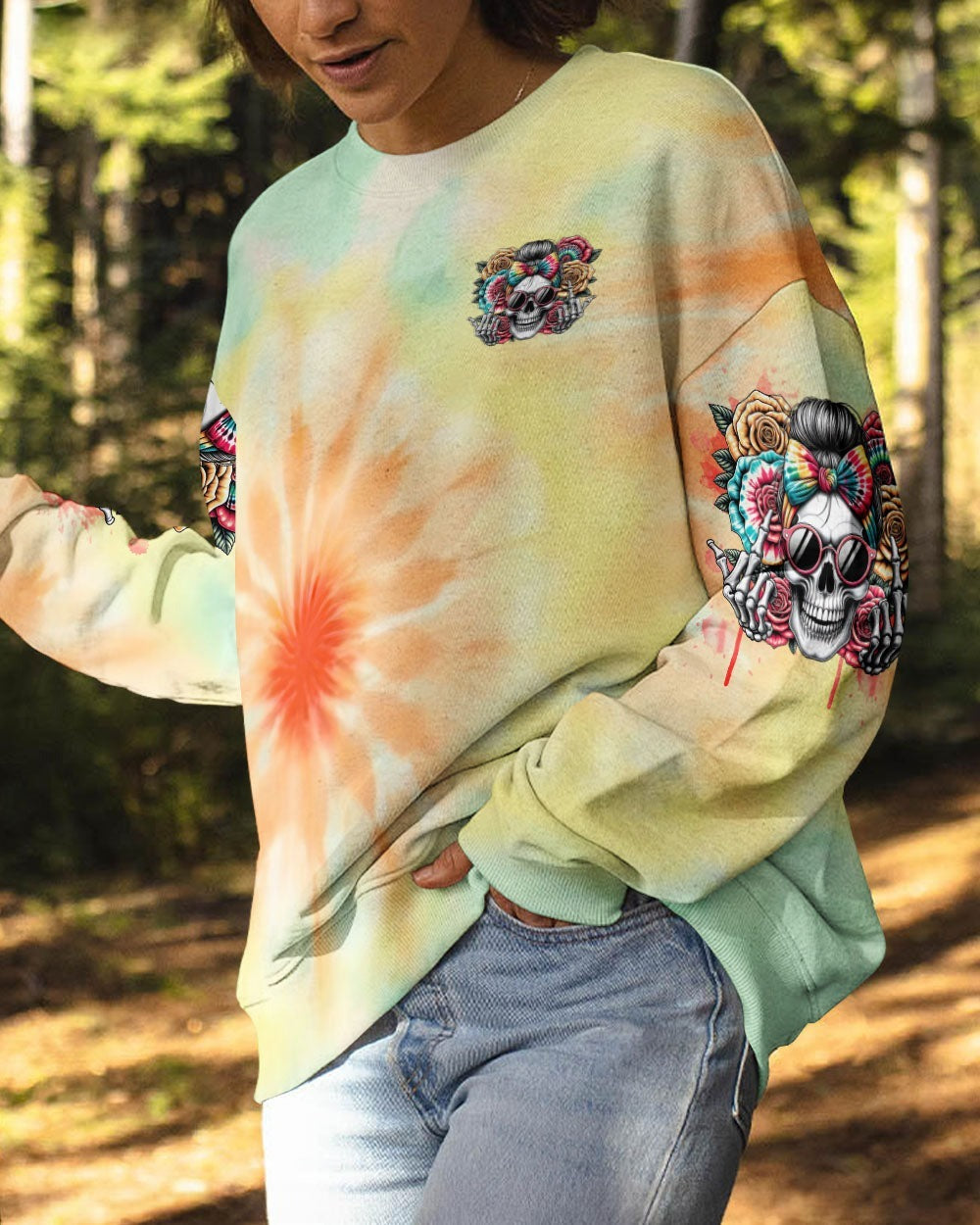BLISSCORNERS JUDGE ME WHEN SKULL MESSY BUN CHRISTMAS ALL OVER PRINT
