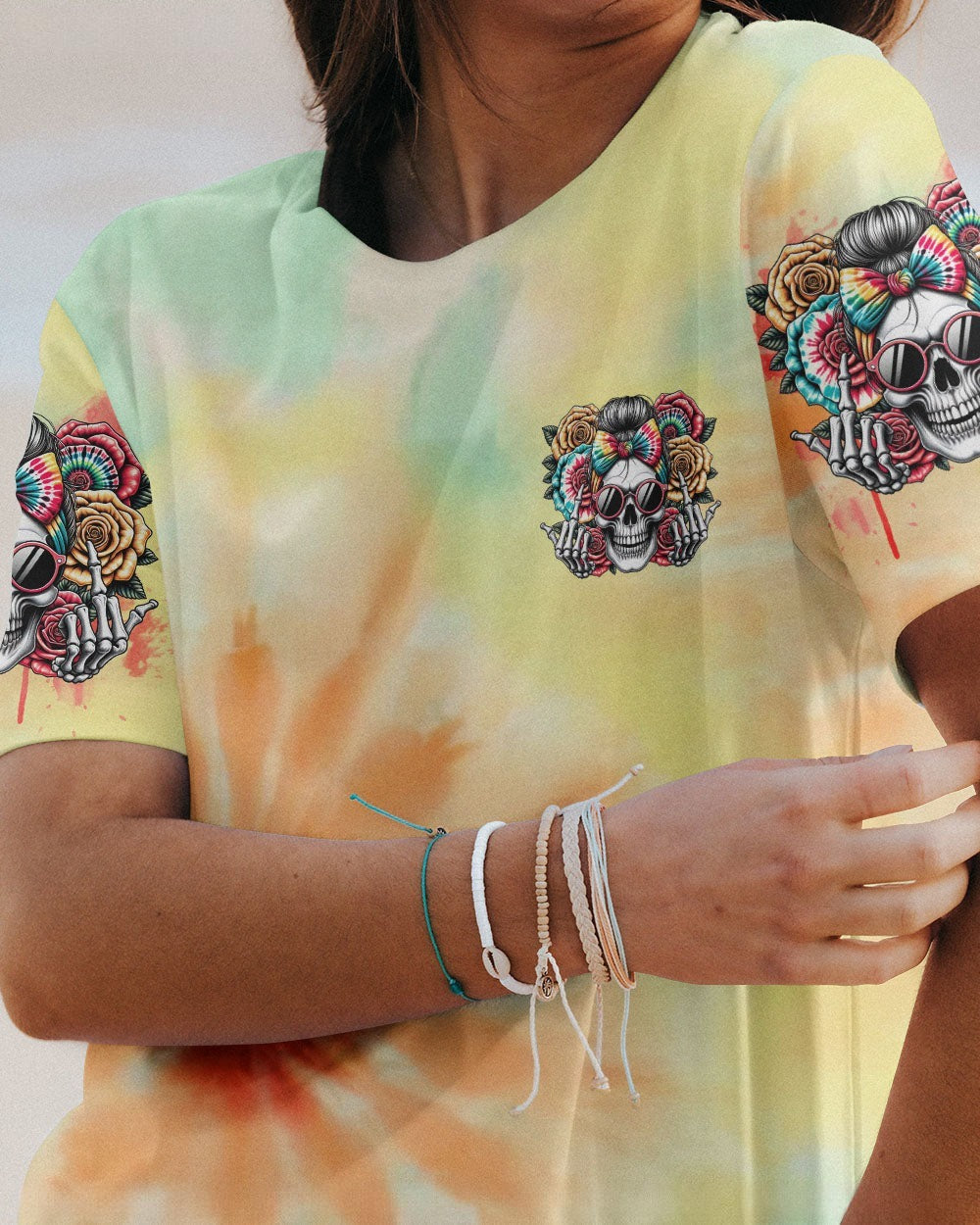 BLISSCORNERS JUDGE ME WHEN SKULL MESSY BUN CHRISTMAS ALL OVER PRINT