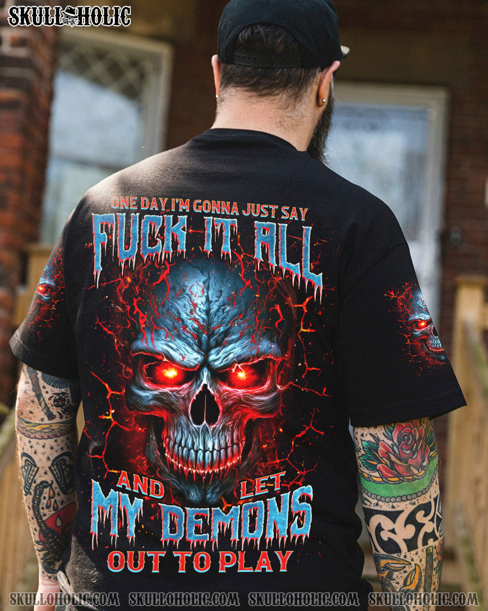 BLISSCORNERS ONE DAY I'M GONNA JUST SAY DEMON SKULL ALL OVER PRINT