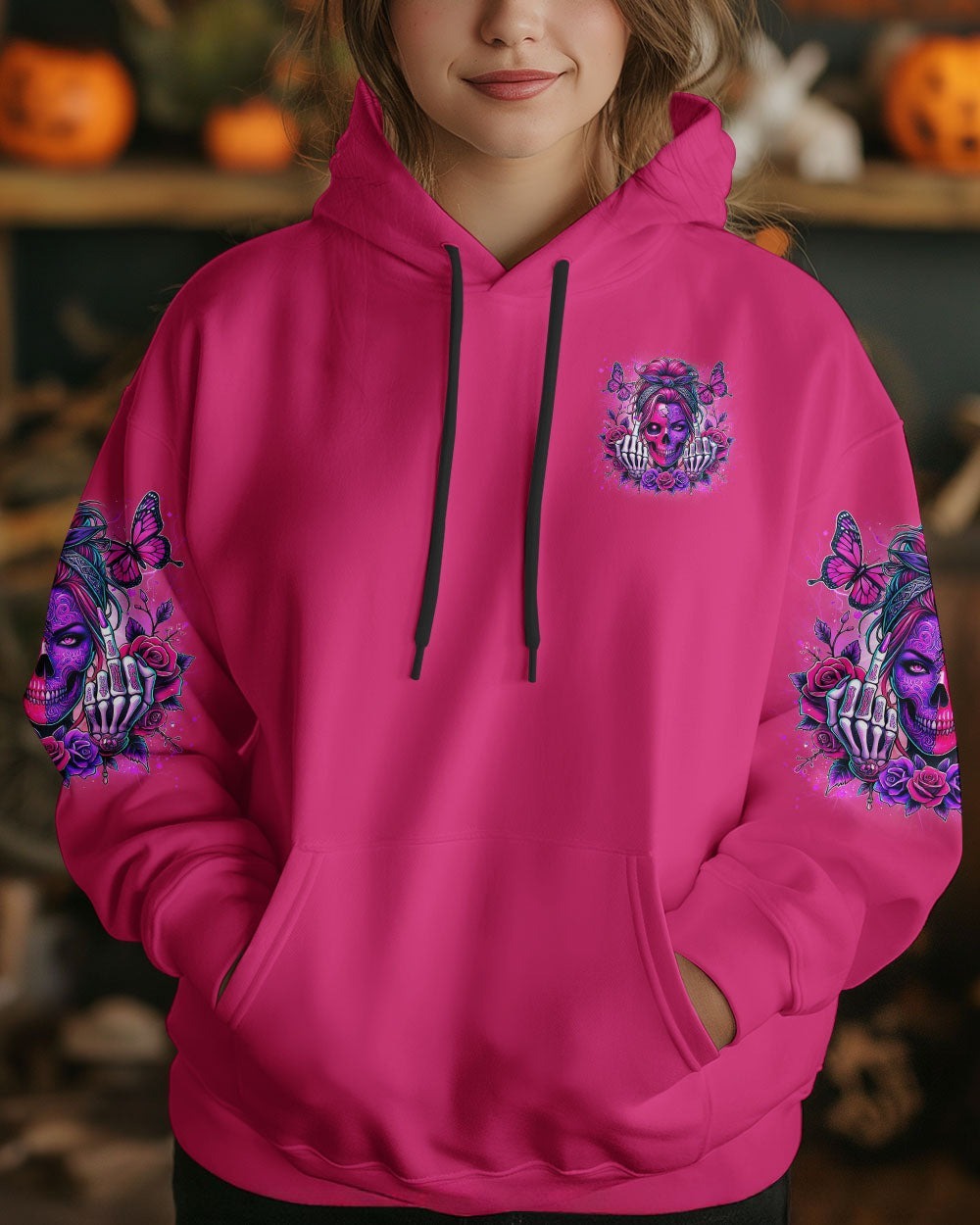 BLISSCORNERS GOOD MOMS SAY BAD WORDS MESSY BUN SKULL ALL OVER PRINT