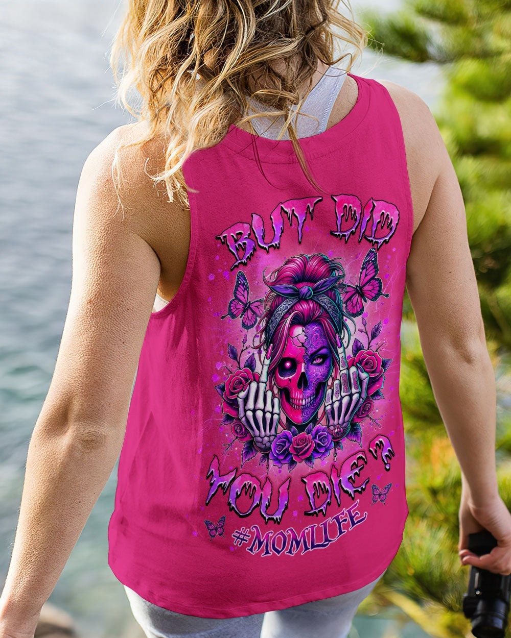 BLISSCORNERS GOOD MOMS SAY BAD WORDS MESSY BUN SKULL ALL OVER PRINT