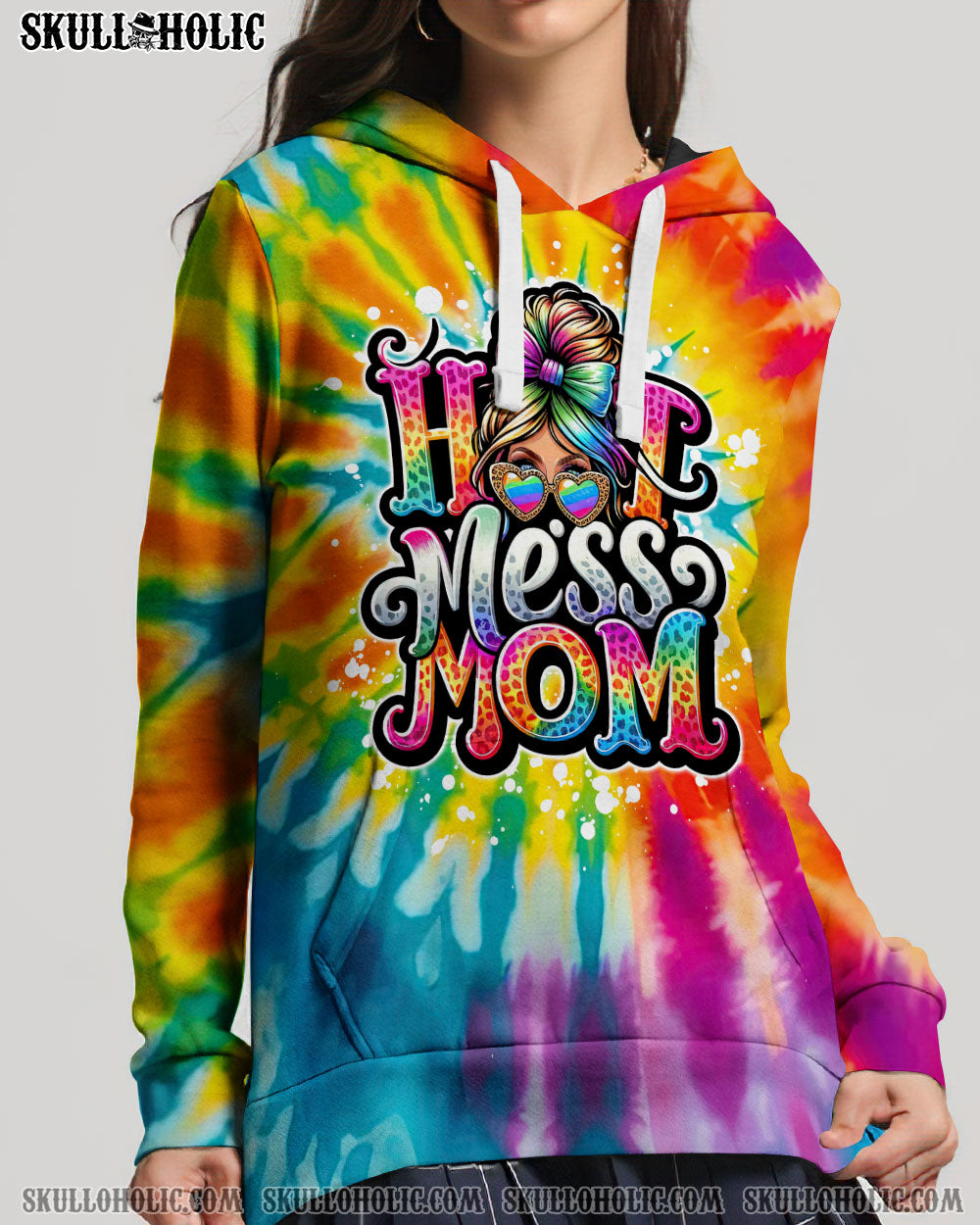 BLISSCORNERS I DON'T ALWAYS SHOW MY FEELINGS SKULL MESSY BUN ALL OVER PRINT