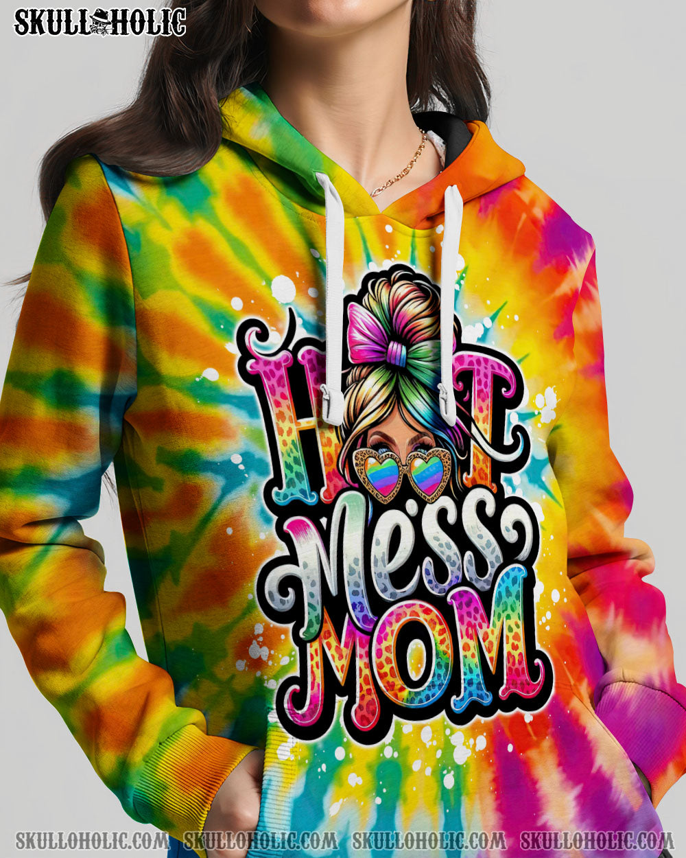 BLISSCORNERS I DON'T ALWAYS SHOW MY FEELINGS SKULL MESSY BUN ALL OVER PRINT