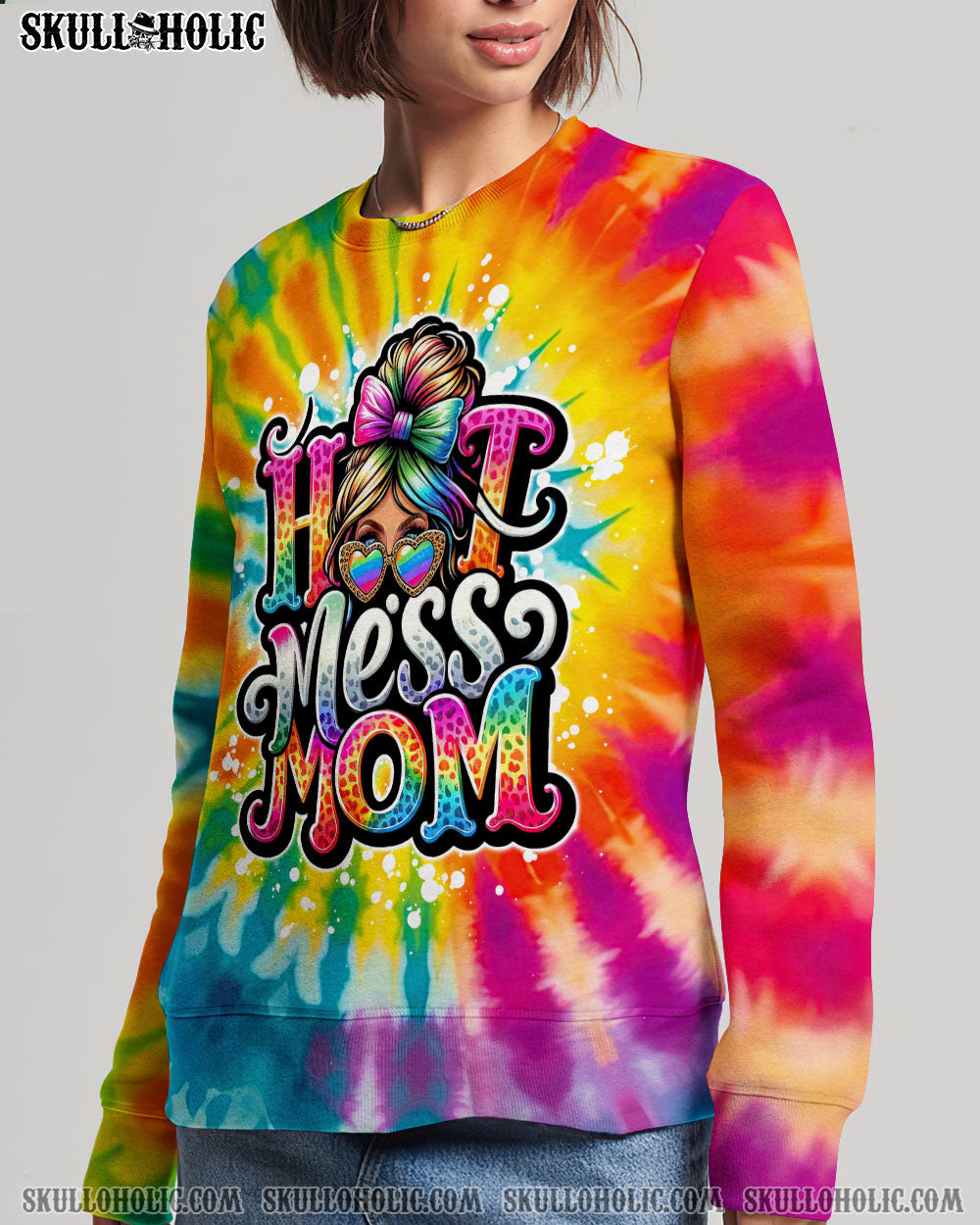 BLISSCORNERS I DON'T ALWAYS SHOW MY FEELINGS SKULL MESSY BUN ALL OVER PRINT