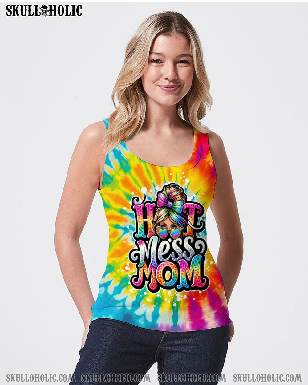 BLISSCORNERS I DON'T ALWAYS SHOW MY FEELINGS SKULL MESSY BUN ALL OVER PRINT