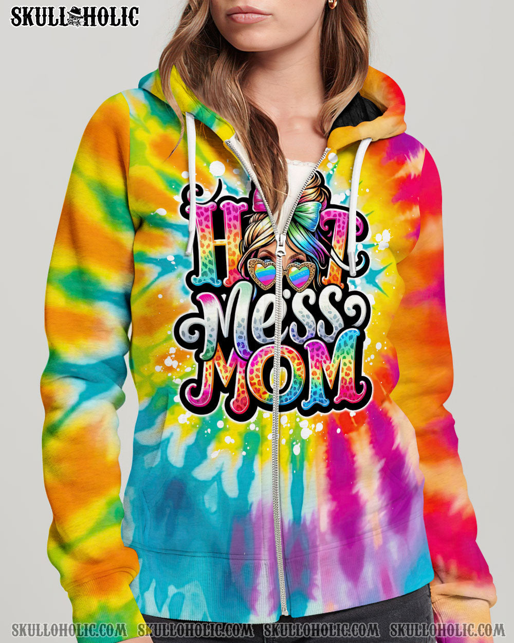BLISSCORNERS I DON'T ALWAYS SHOW MY FEELINGS SKULL MESSY BUN ALL OVER PRINT