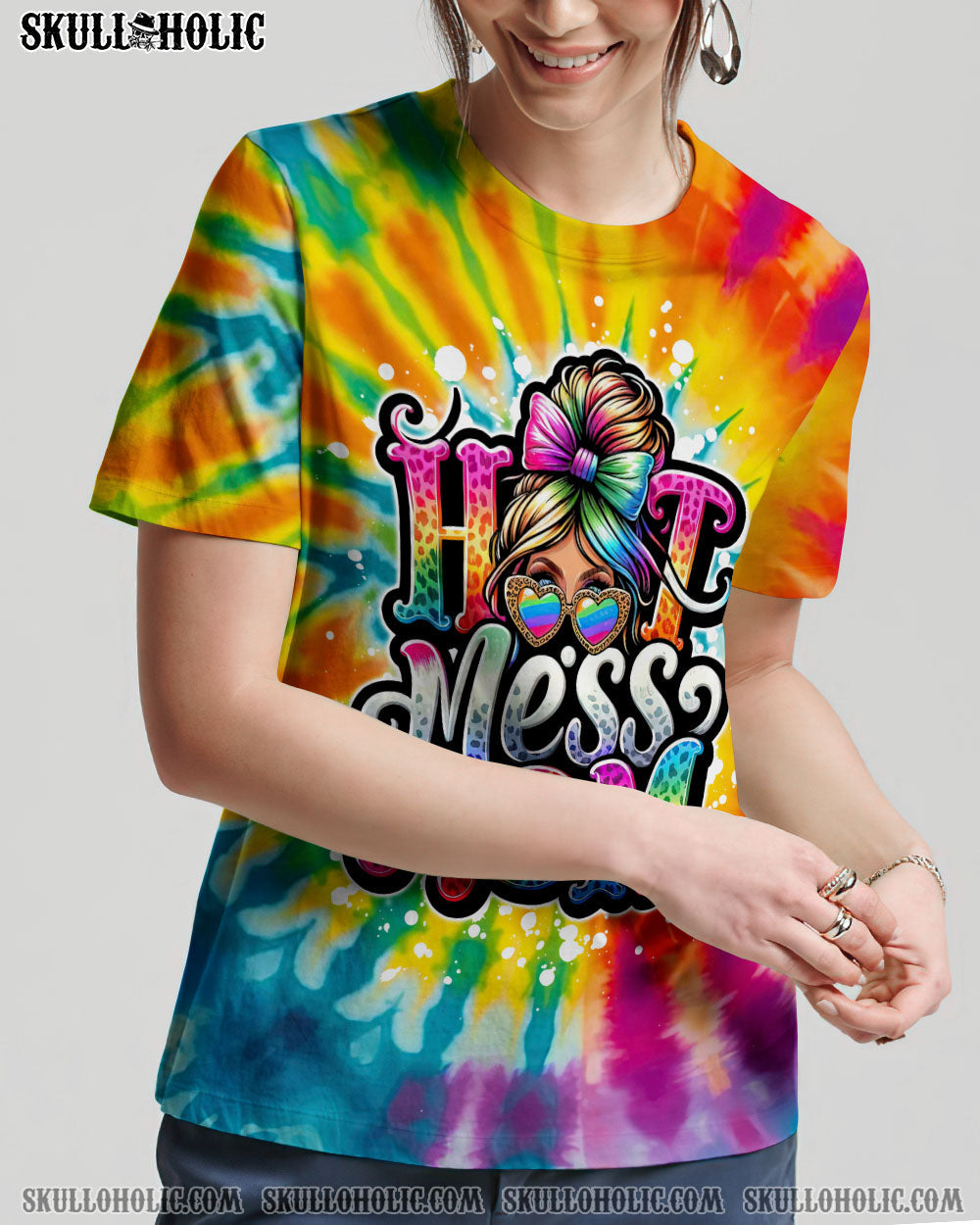 BLISSCORNERS I DON'T ALWAYS SHOW MY FEELINGS SKULL MESSY BUN ALL OVER PRINT