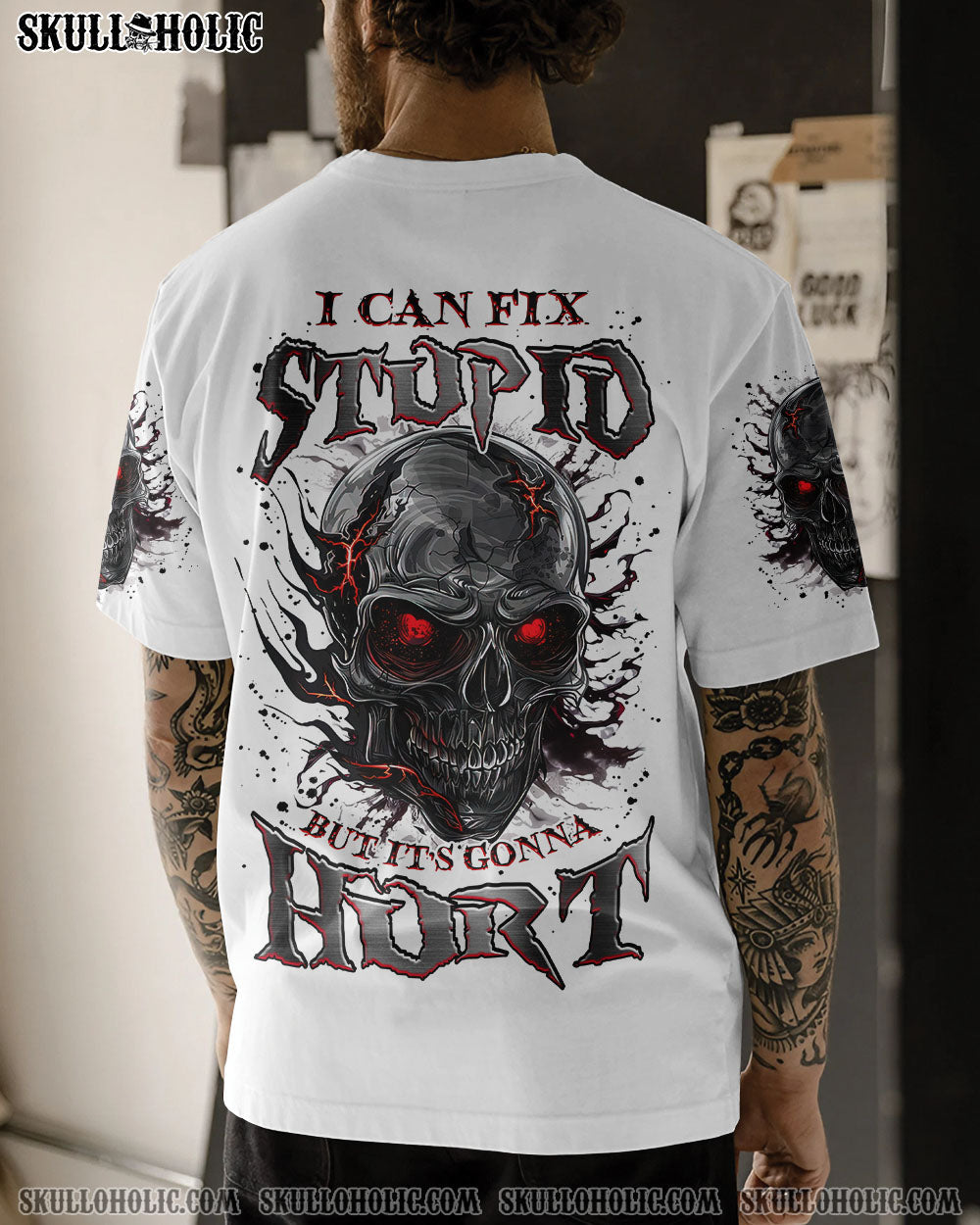 BLISSCORNERS I CAN FIX STUPID BUT IT'S GONNA HURT SKULL ALL OVER PRINT