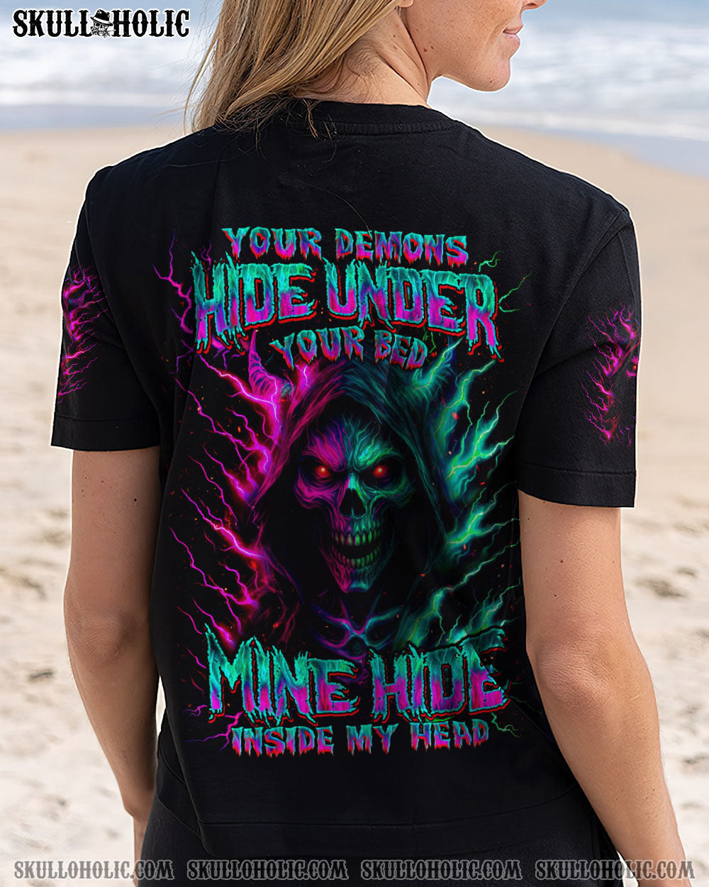 BLISSCORNERS YOUR DEMONS HIDE UNDER YOUR BED SKULL ALL OVER PRINT