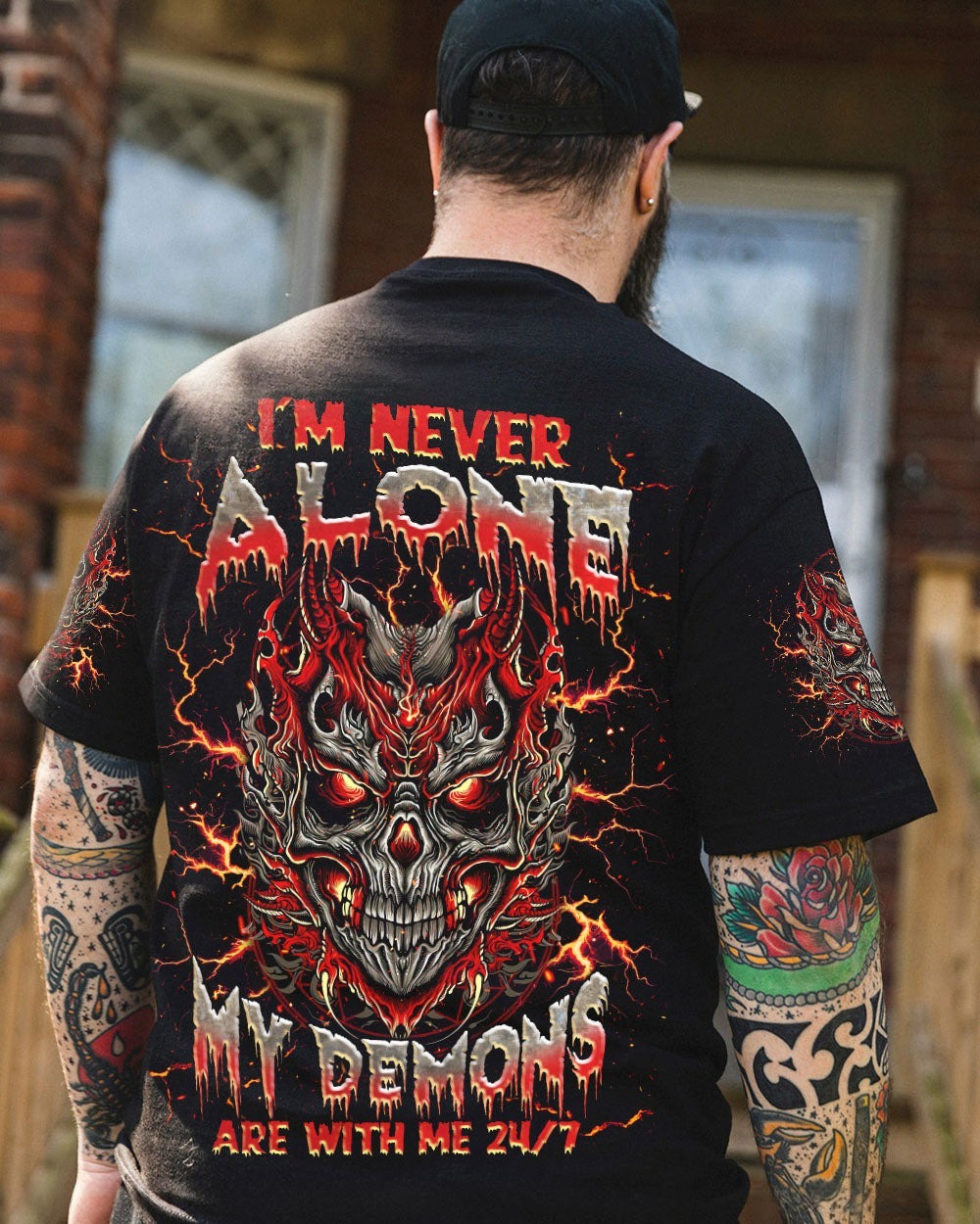 BLISSCORNERS I'M NEVER ALONE SKULL DEMON ALL OVER PRINT