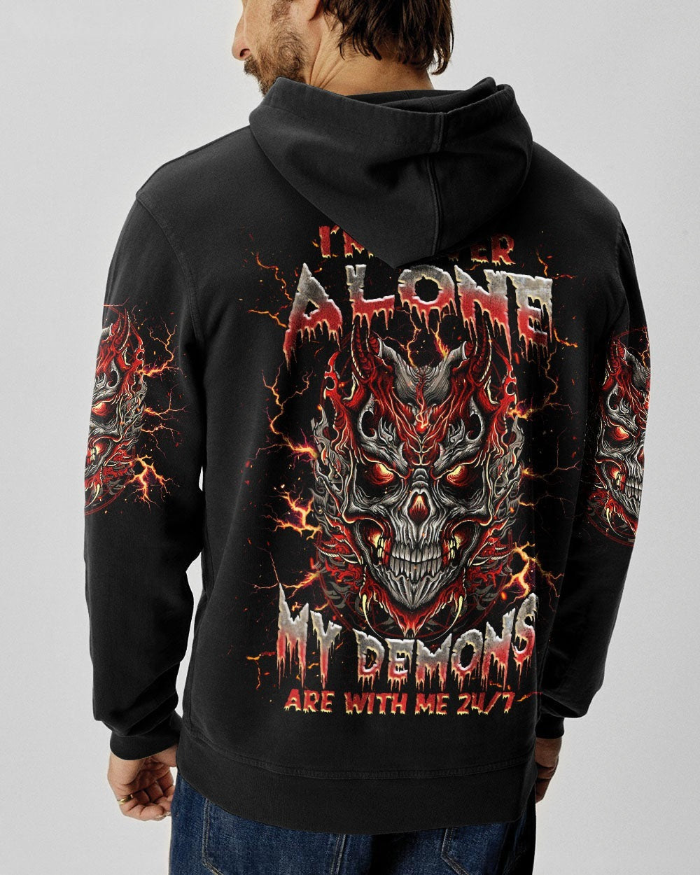 BLISSCORNERS I'M NEVER ALONE SKULL DEMON ALL OVER PRINT