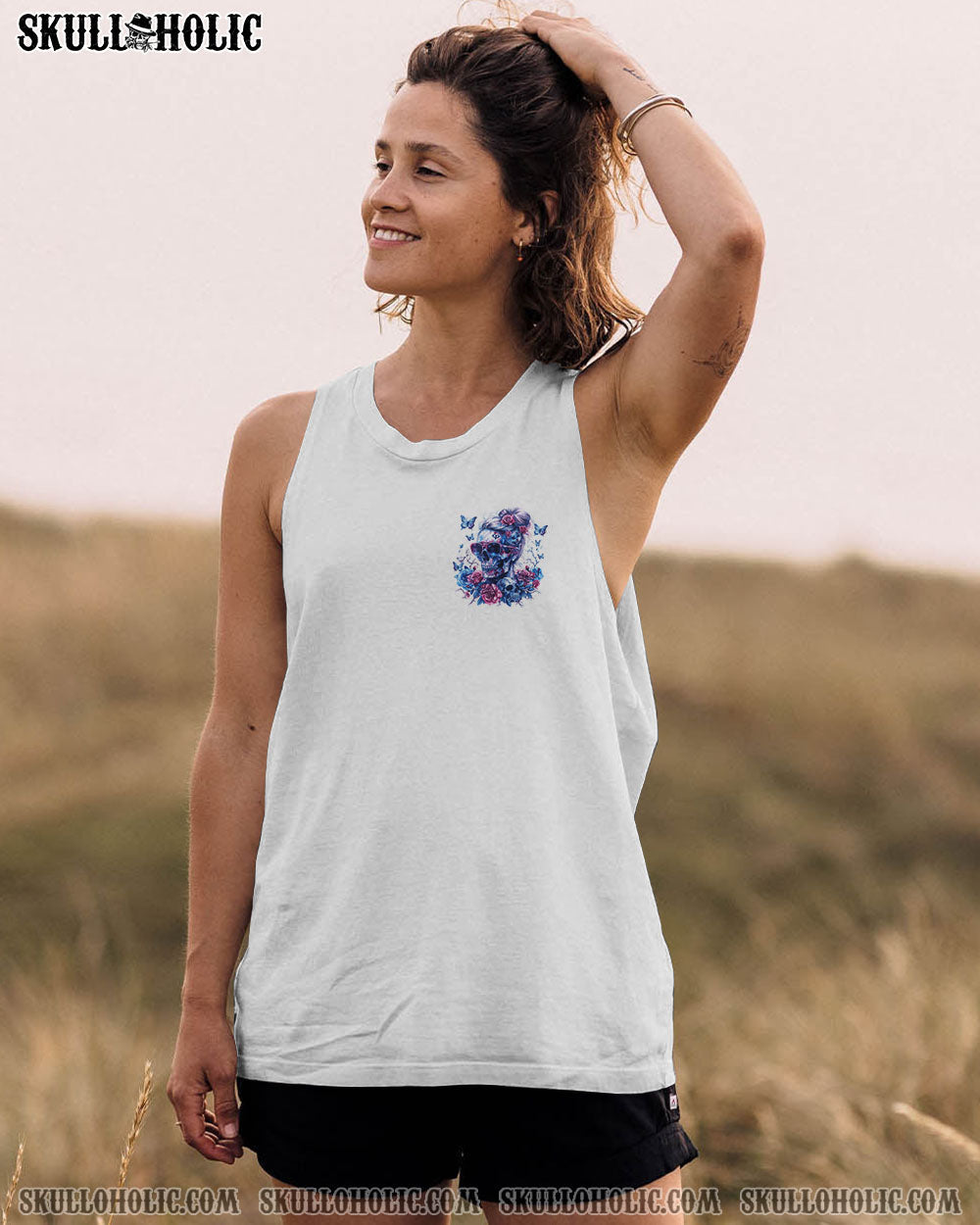 BLISSCORNERS MY BACK IS NOT A VOICEMAIL MESSY BUN SKULL ALL OVER PRINT
