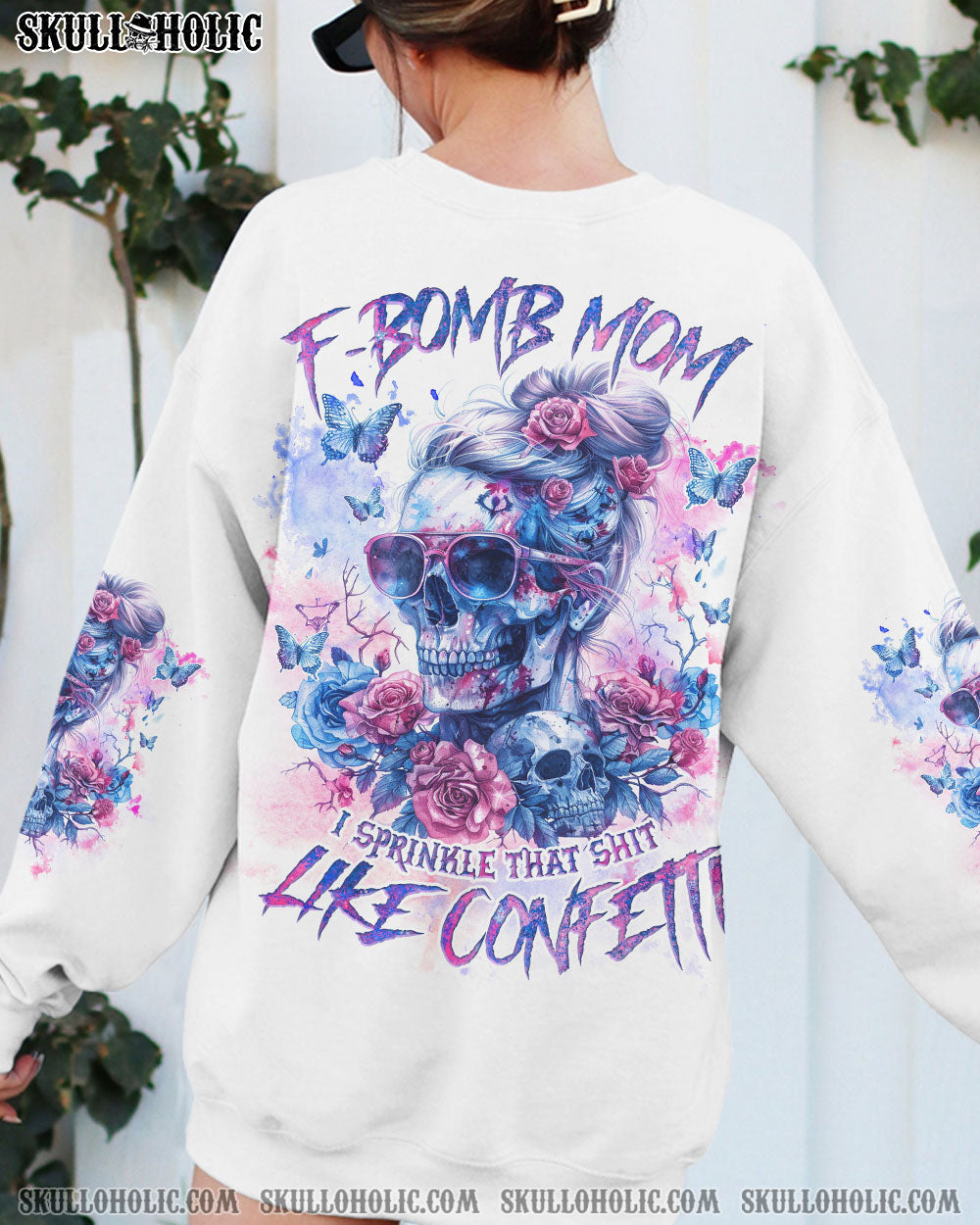 BLISSCORNERS MY BACK IS NOT A VOICEMAIL MESSY BUN SKULL ALL OVER PRINT