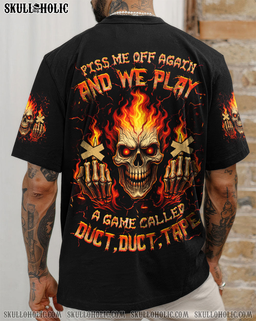 BLISSCORNERS PISS ME OFF AGAIN FIRE SKULL ALL OVER PRINT
