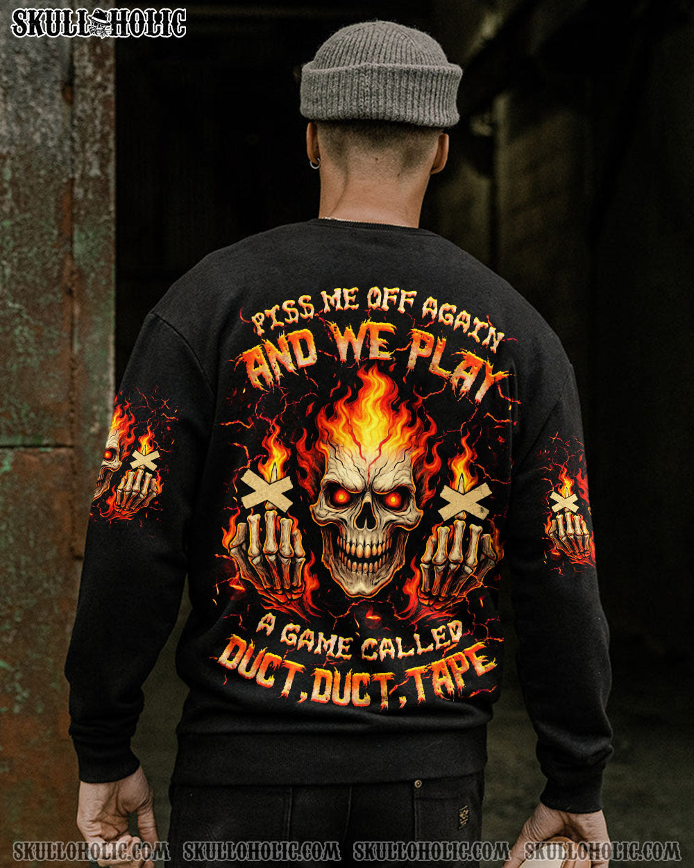 BLISSCORNERS PISS ME OFF AGAIN FIRE SKULL ALL OVER PRINT