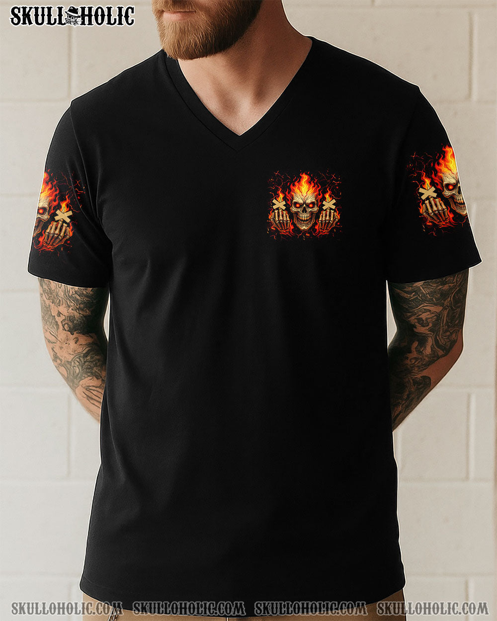 BLISSCORNERS PISS ME OFF AGAIN FIRE SKULL ALL OVER PRINT