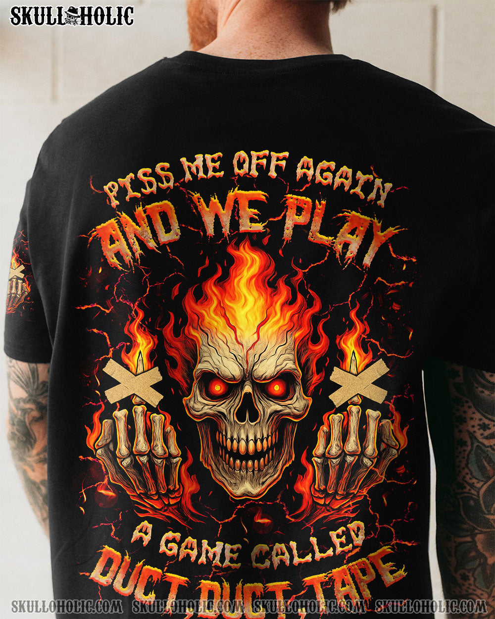 BLISSCORNERS PISS ME OFF AGAIN FIRE SKULL ALL OVER PRINT