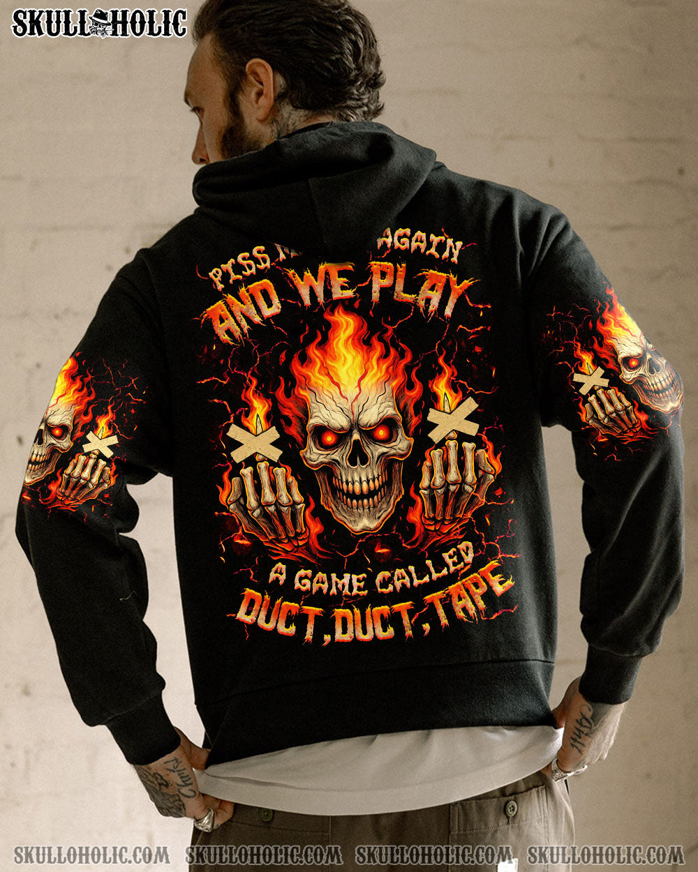 BLISSCORNERS PISS ME OFF AGAIN FIRE SKULL ALL OVER PRINT