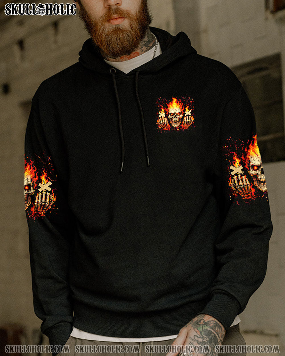 BLISSCORNERS PISS ME OFF AGAIN FIRE SKULL ALL OVER PRINT