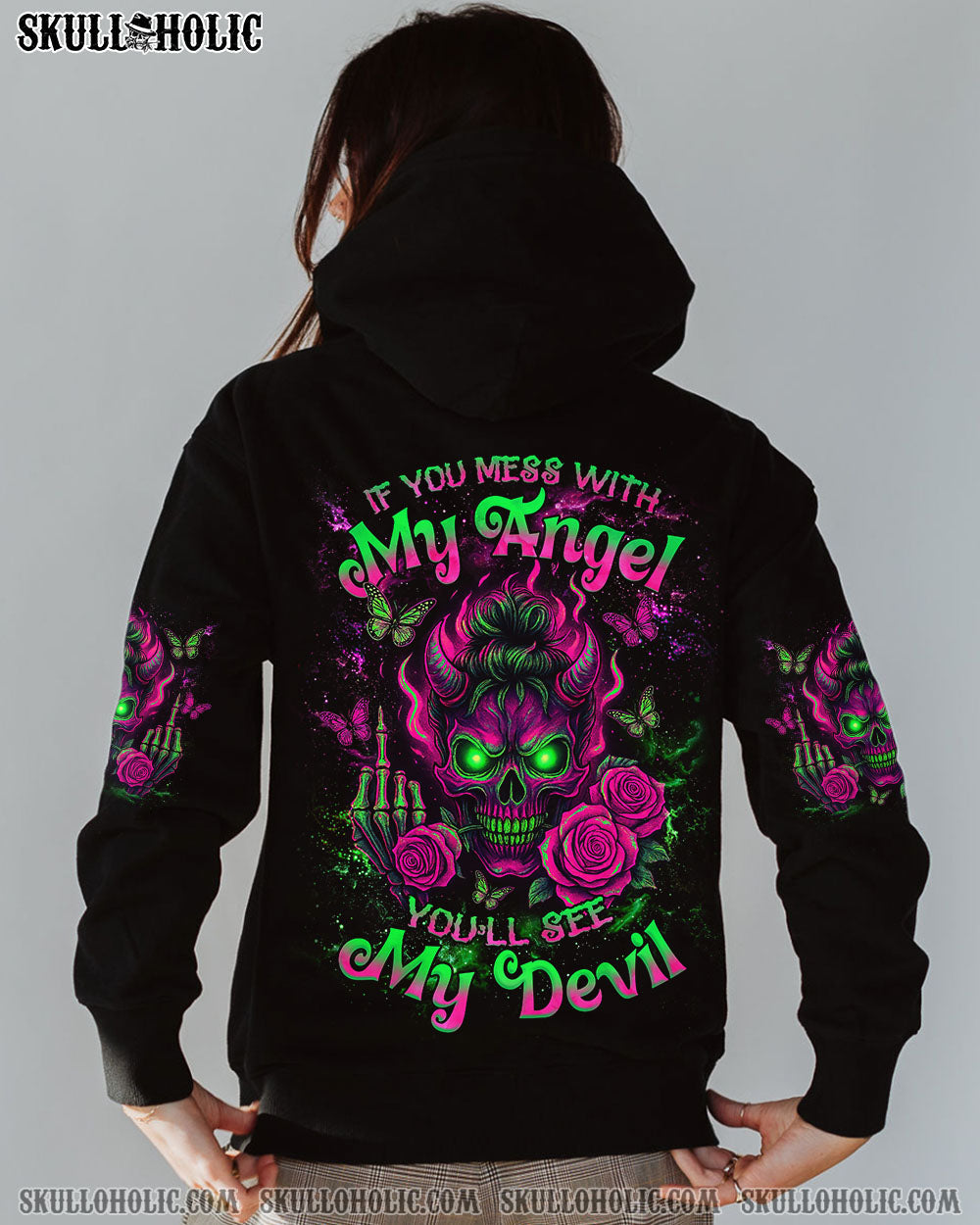 BLISSCORNERS KARMA IS A GOOD JUDGE SKULL MESSY BUN  ALL OVER PRINT
