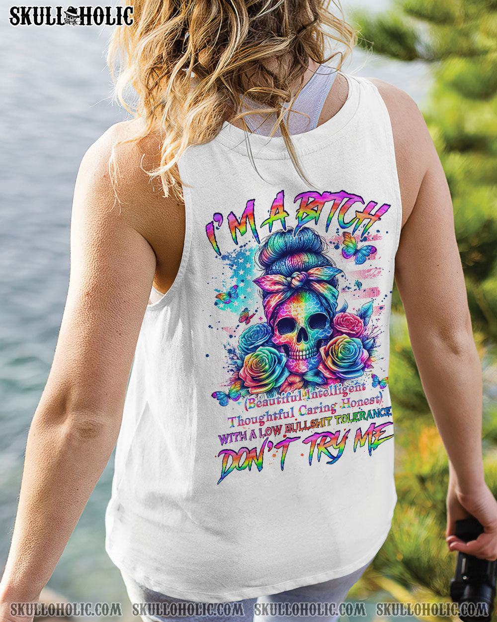 BLISSCORNERS IF MY MOUTH DOESN'T SAY IT SKULL MESSY BUN ALL OVER PRINT