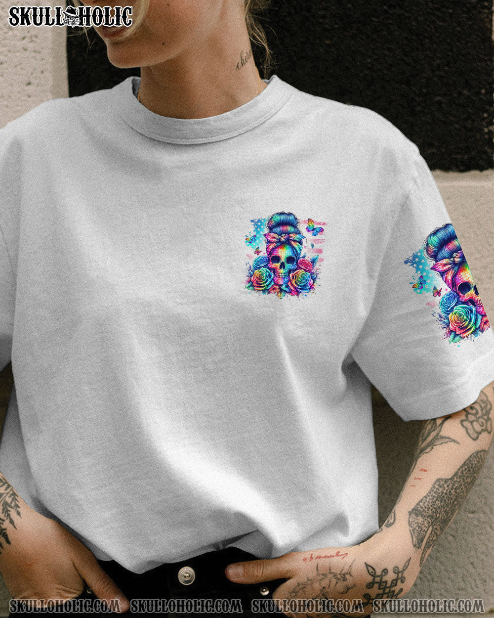 BLISSCORNERS IF MY MOUTH DOESN'T SAY IT SKULL MESSY BUN ALL OVER PRINT