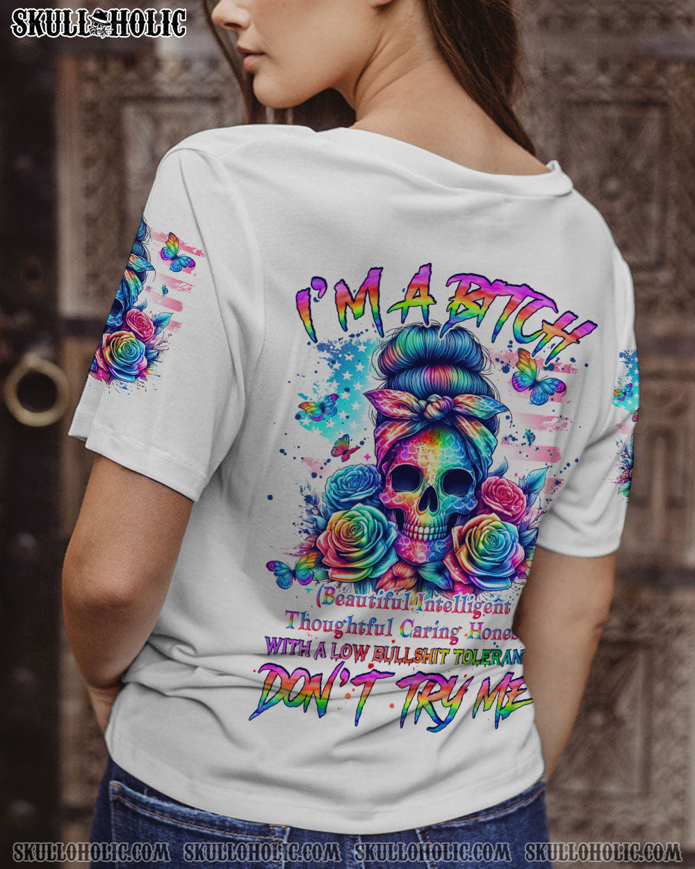 BLISSCORNERS IF MY MOUTH DOESN'T SAY IT SKULL MESSY BUN ALL OVER PRINT