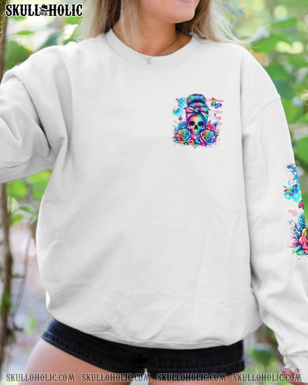 BLISSCORNERS IF MY MOUTH DOESN'T SAY IT SKULL MESSY BUN ALL OVER PRINT