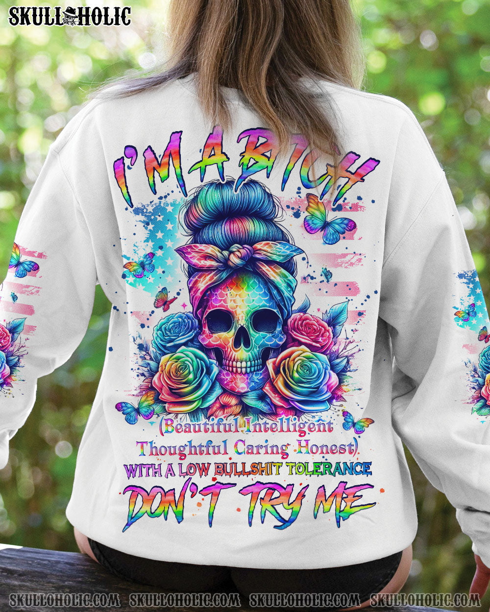 BLISSCORNERS IF MY MOUTH DOESN'T SAY IT SKULL MESSY BUN ALL OVER PRINT