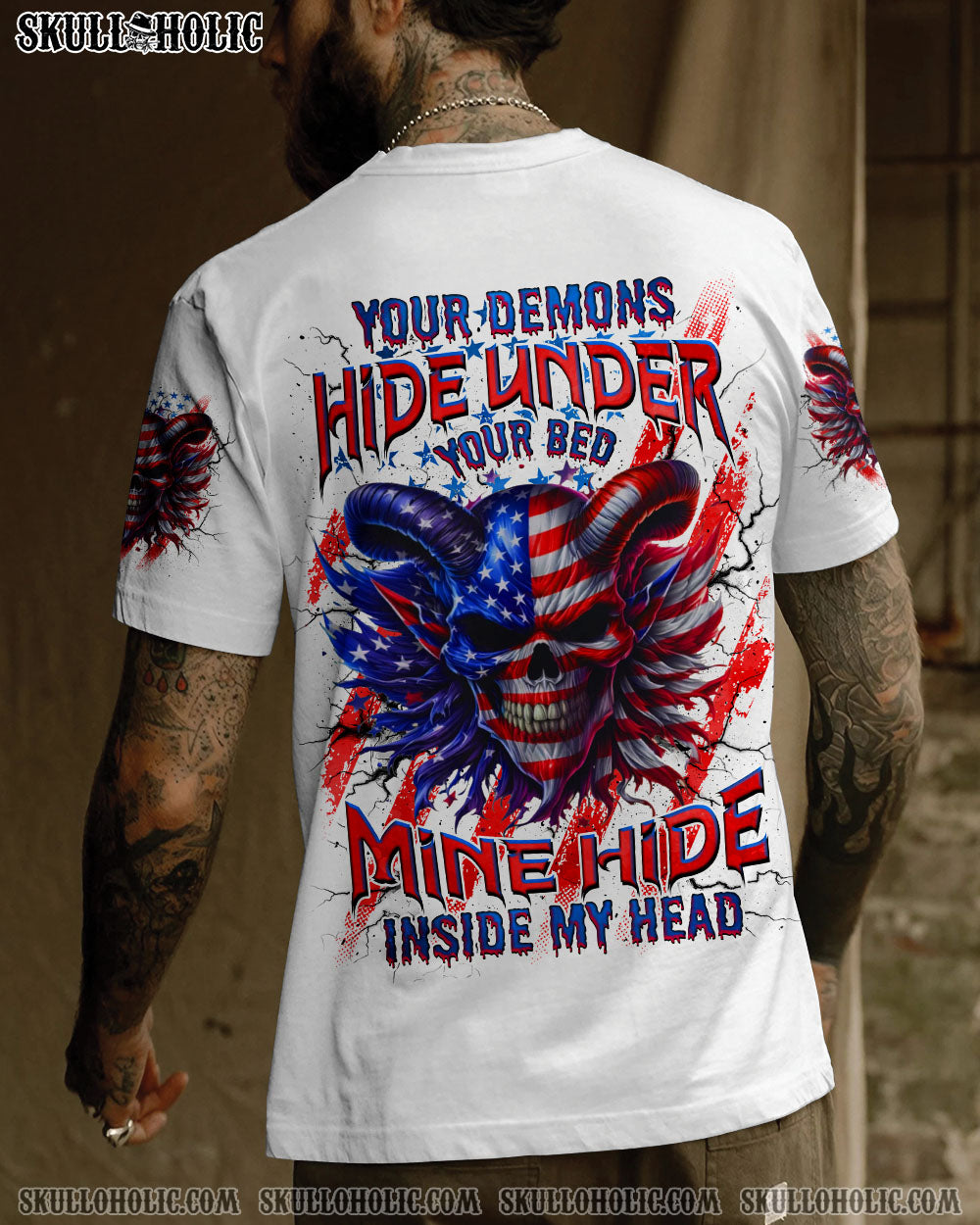 BLISSCORNERS YOUR DEMONS HIDE UNDER YOUR BED SKULL ALL OVER PRINT