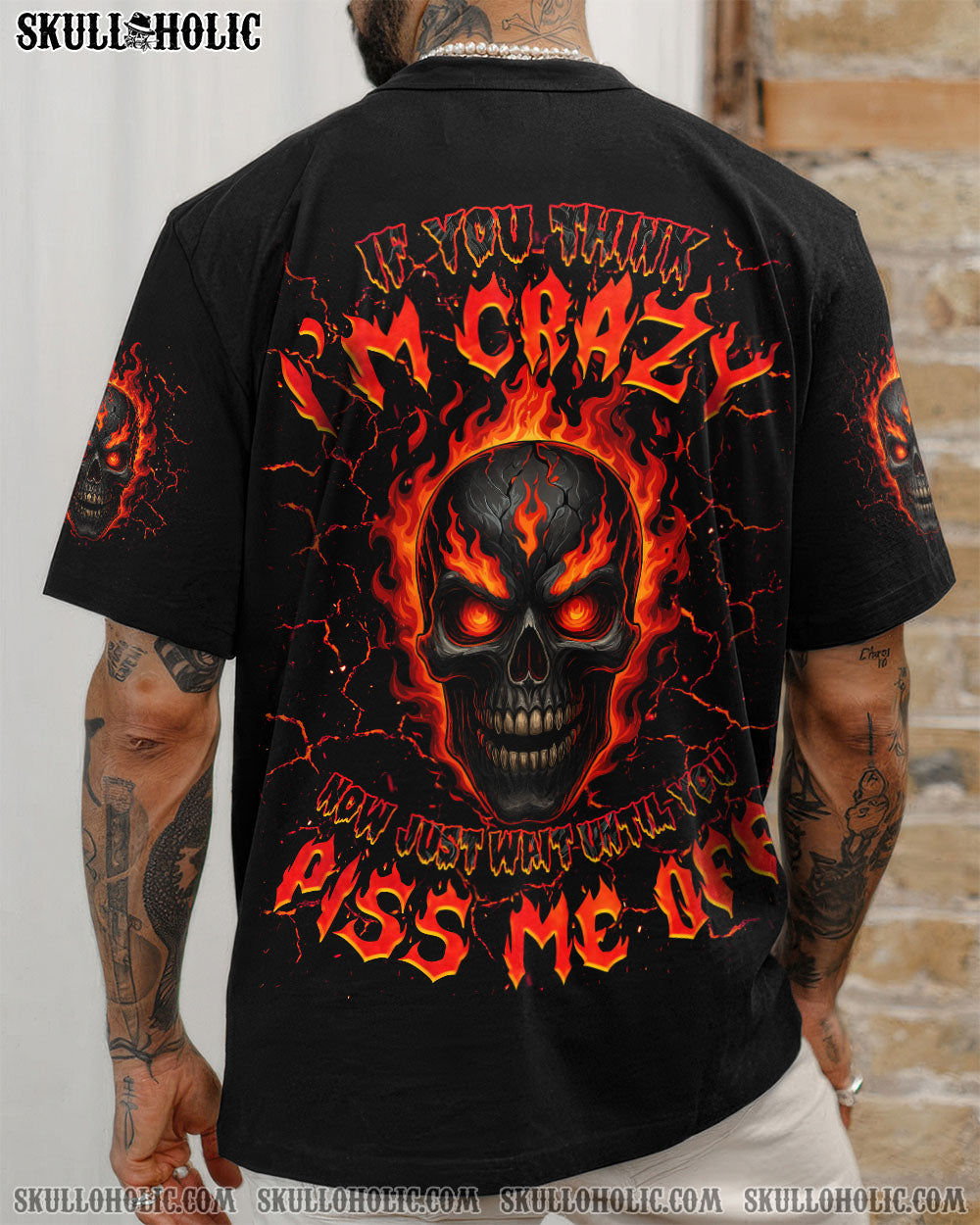 BLISSCORNERS IF YOU THINK I'M CRAZY FIRE SKULL ALL OVER PRINT