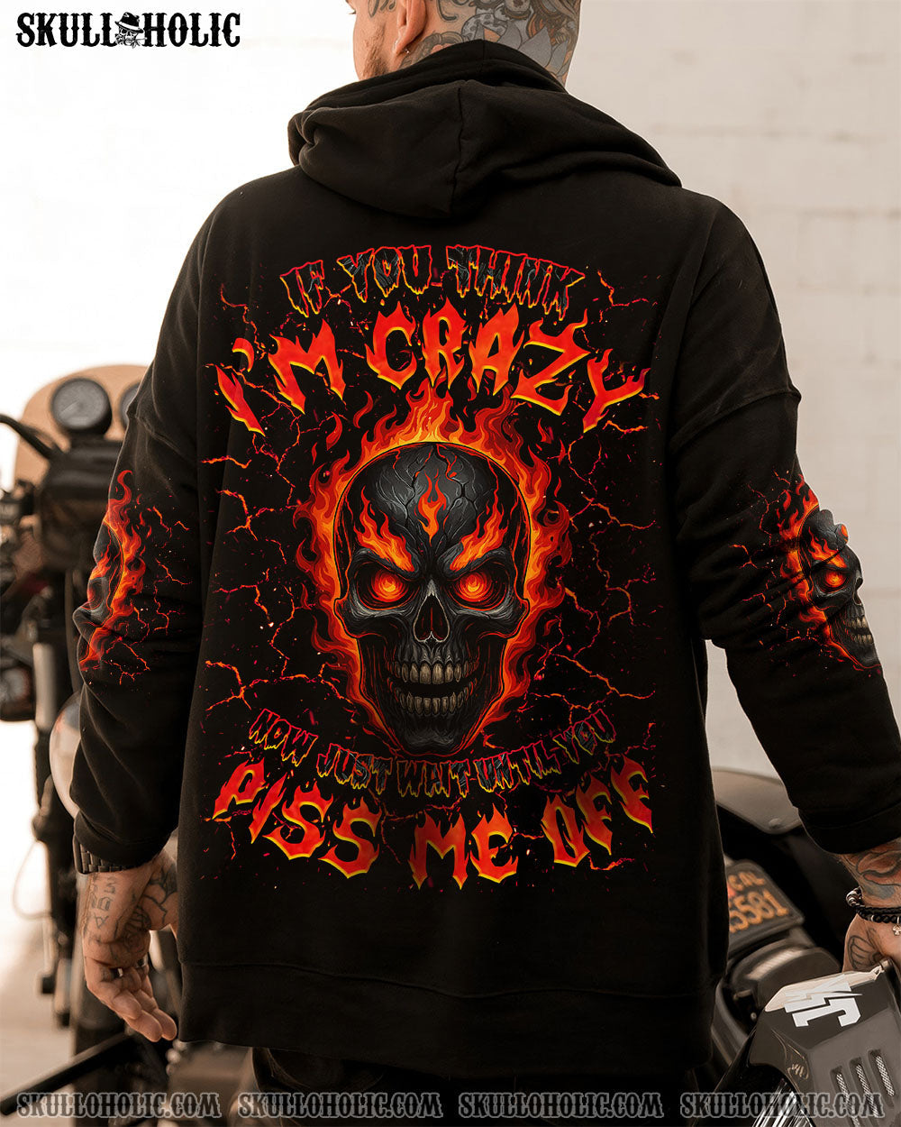 BLISSCORNERS IF YOU THINK I'M CRAZY FIRE SKULL ALL OVER PRINT