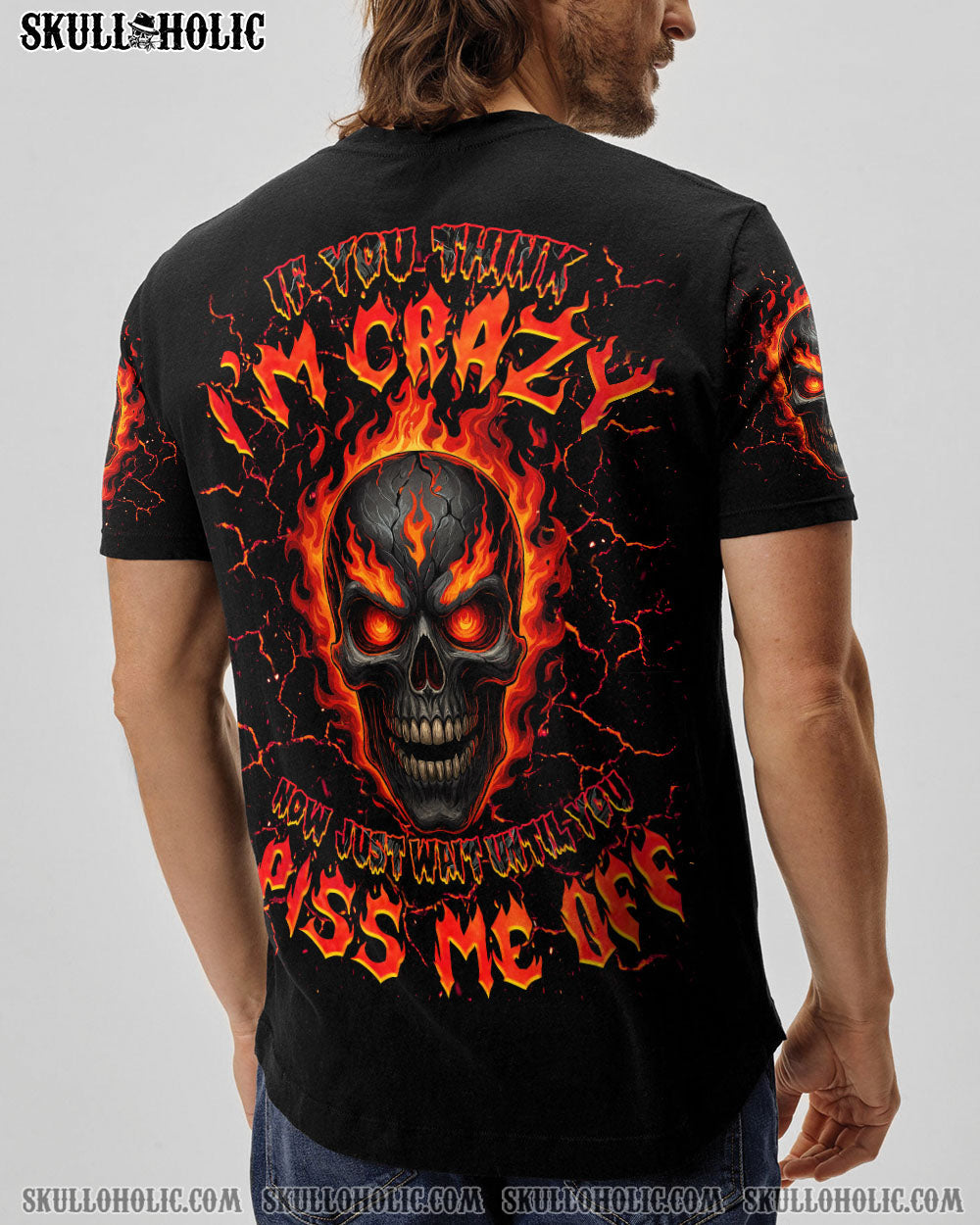 BLISSCORNERS IF YOU THINK I'M CRAZY FIRE SKULL ALL OVER PRINT