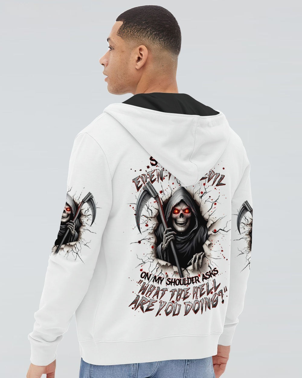 BLISSCORNERS SOMETIMES EVEN THE DEVIL REAPER SKULL ALL OVER PRINT