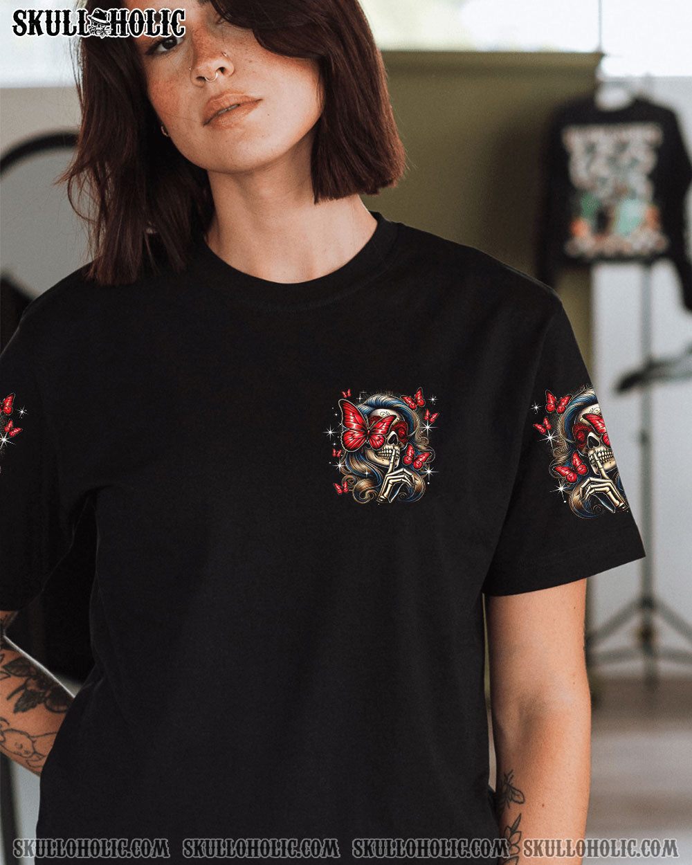 BLISSCORNERS BE CAREFUL WHEN I'M SILENT SKULL LADY ALL OVER PRINT