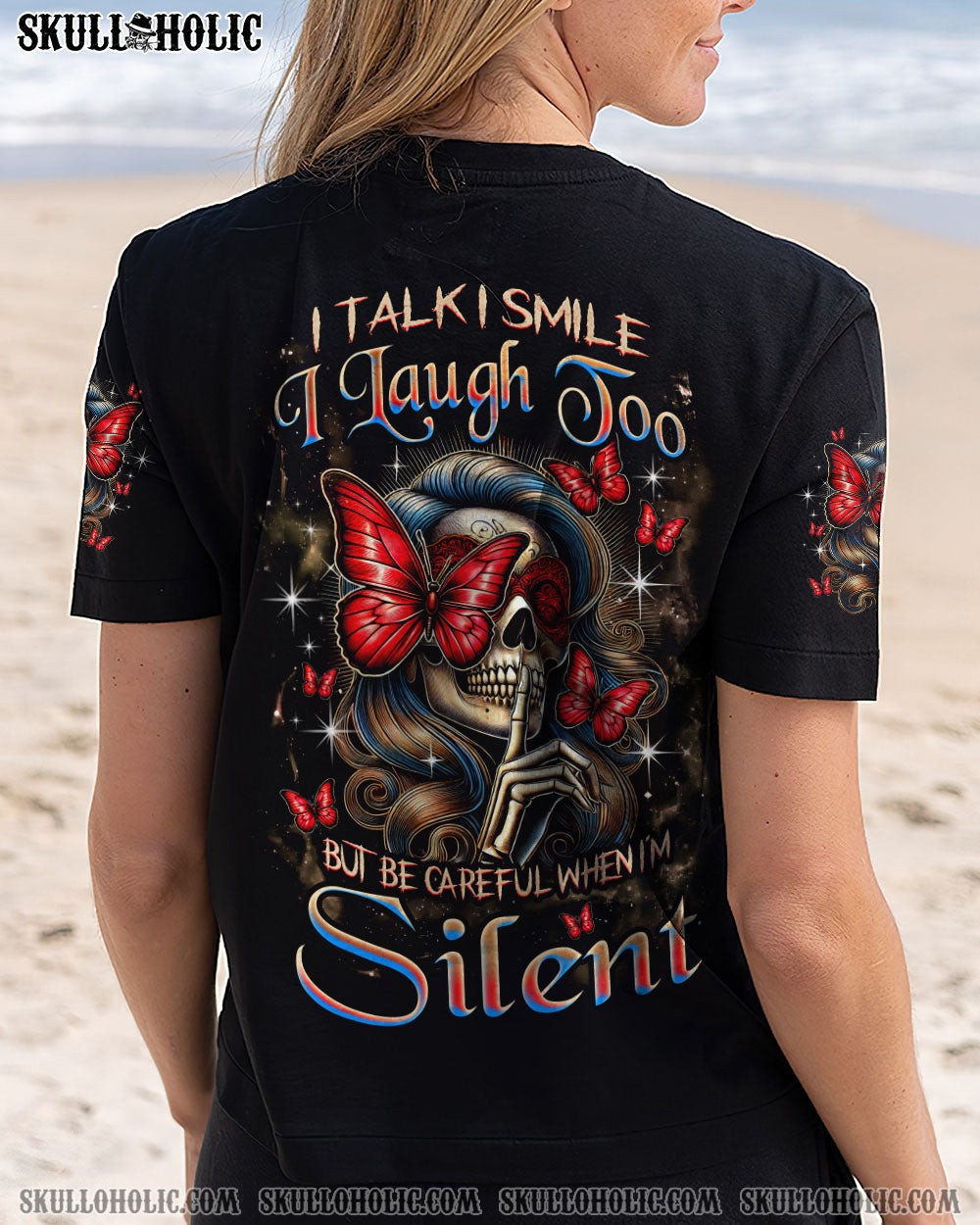 BLISSCORNERS BE CAREFUL WHEN I'M SILENT SKULL LADY ALL OVER PRINT