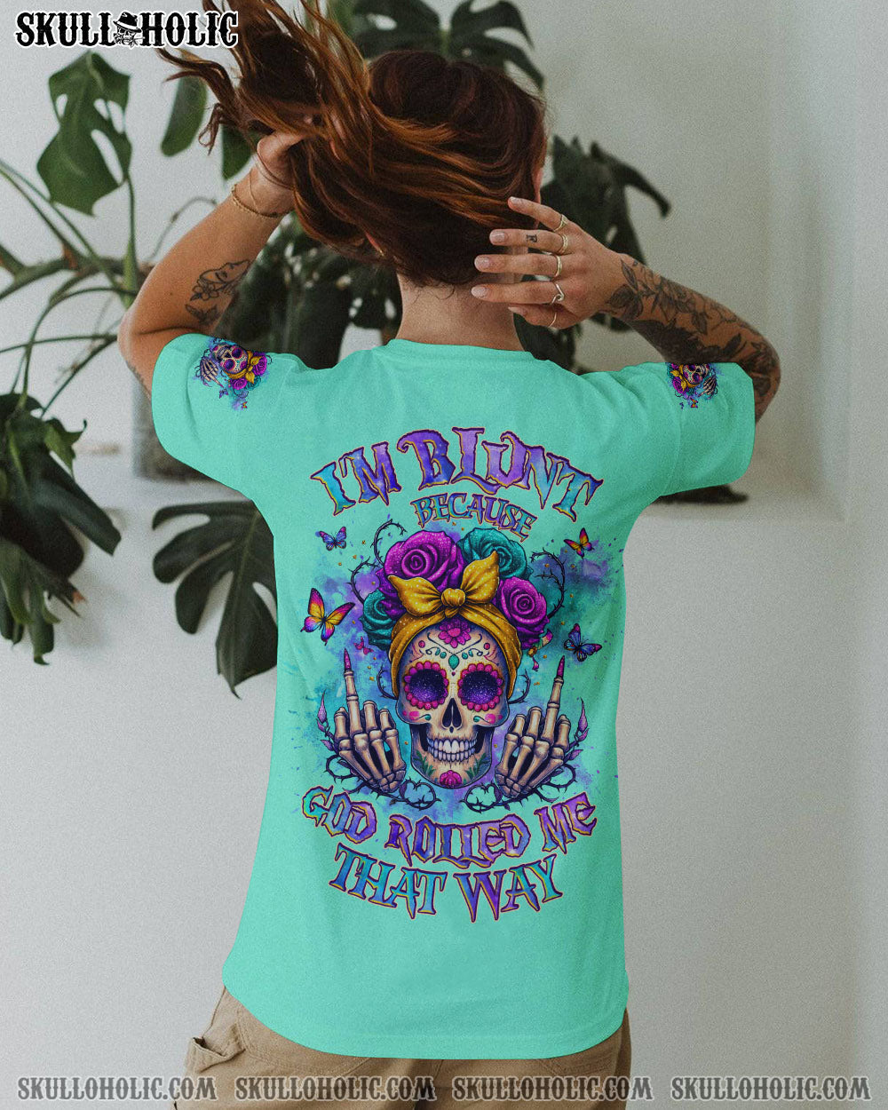 BLISSCORNERS HOT MESS MOM SKULL MESSY BUN ALL OVER PRINT