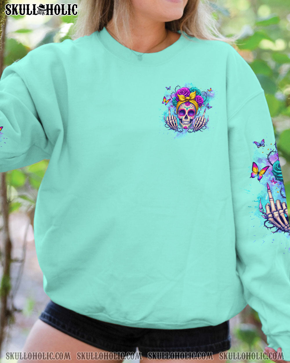 BLISSCORNERS HOT MESS MOM SKULL MESSY BUN ALL OVER PRINT