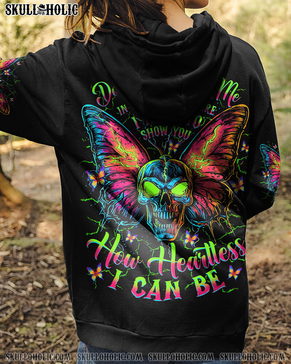 BLISSCORNERS HOW HEARTLESS I CAN BE SKULL BUTTERFLY ALL OVER PRINT