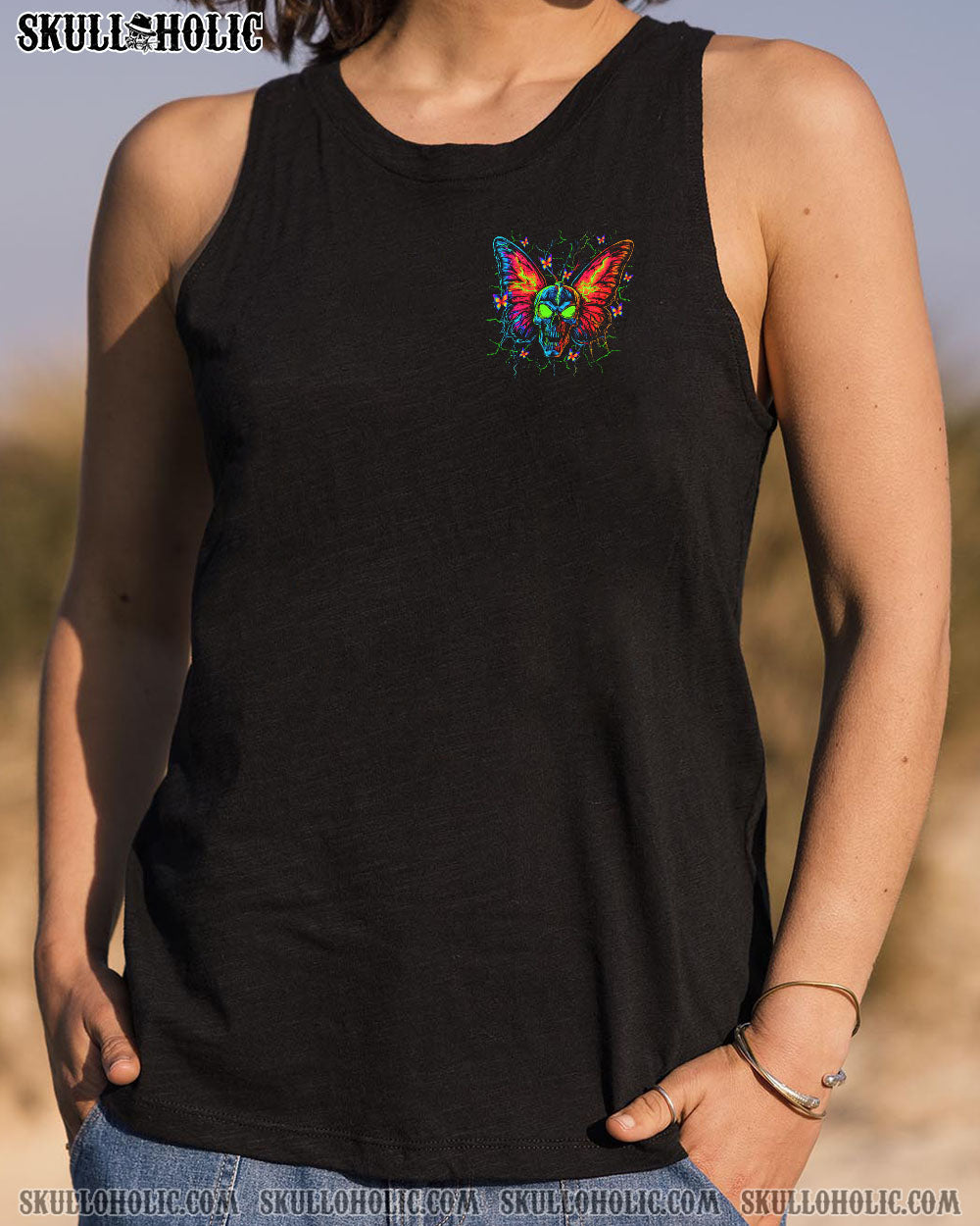 BLISSCORNERS HOW HEARTLESS I CAN BE SKULL BUTTERFLY ALL OVER PRINT