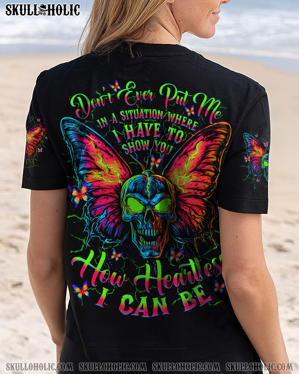 BLISSCORNERS HOW HEARTLESS I CAN BE SKULL BUTTERFLY ALL OVER PRINT