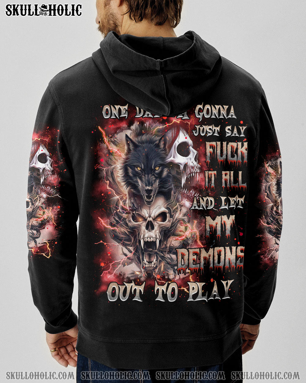 BLISSCORNERS ONE DAY I'M GONNA JUST SAY SKULL WOLF ALL OVER PRINT