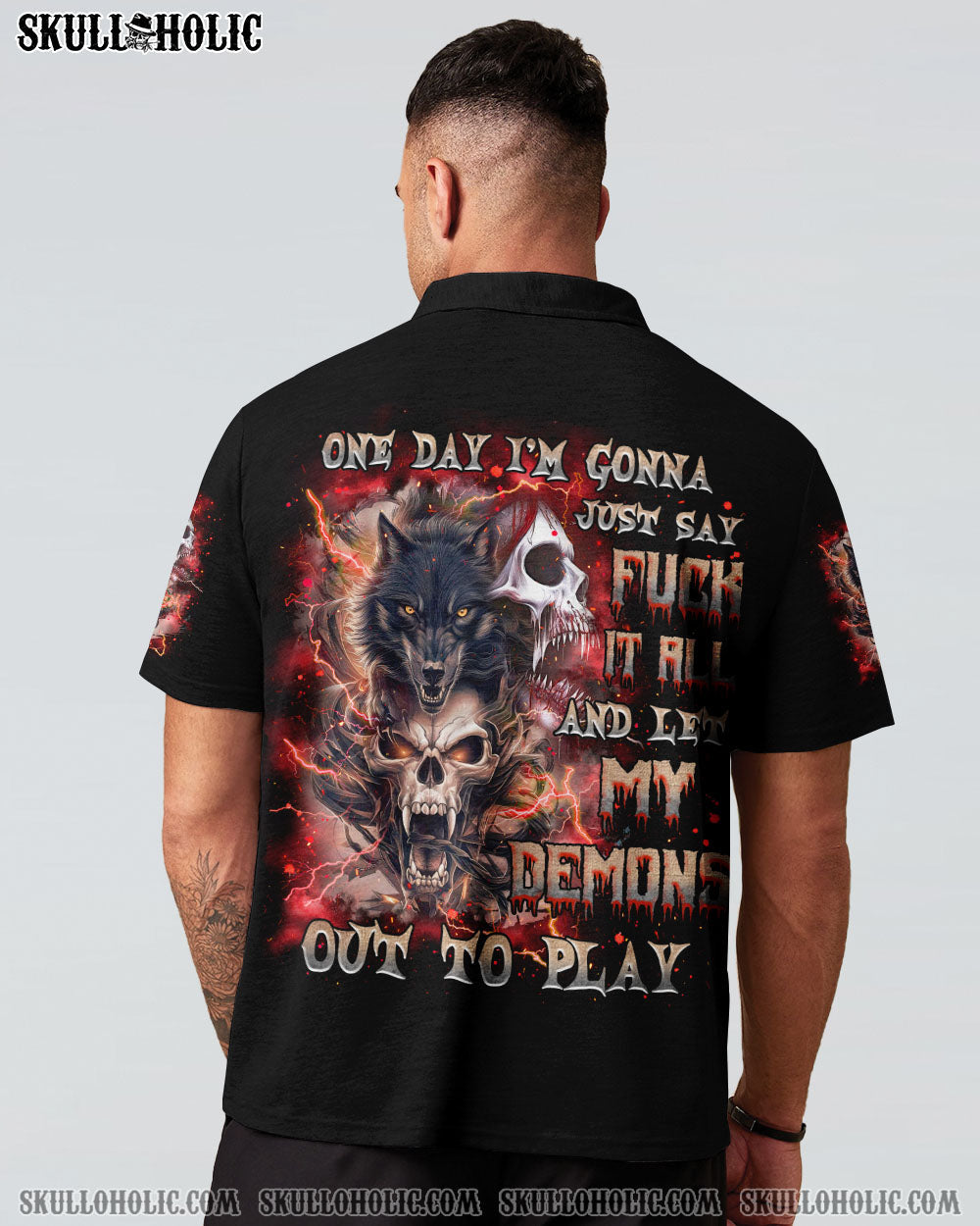 BLISSCORNERS ONE DAY I'M GONNA JUST SAY SKULL WOLF ALL OVER PRINT