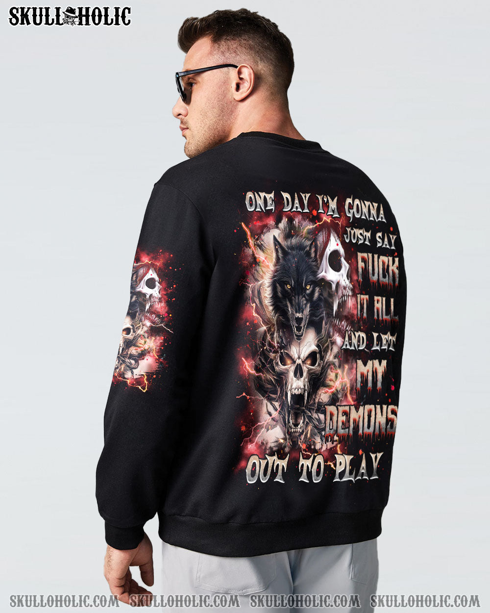 BLISSCORNERS ONE DAY I'M GONNA JUST SAY SKULL WOLF ALL OVER PRINT