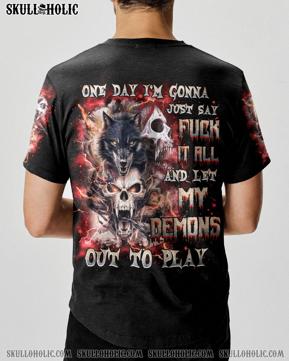 BLISSCORNERS ONE DAY I'M GONNA JUST SAY SKULL WOLF ALL OVER PRINT