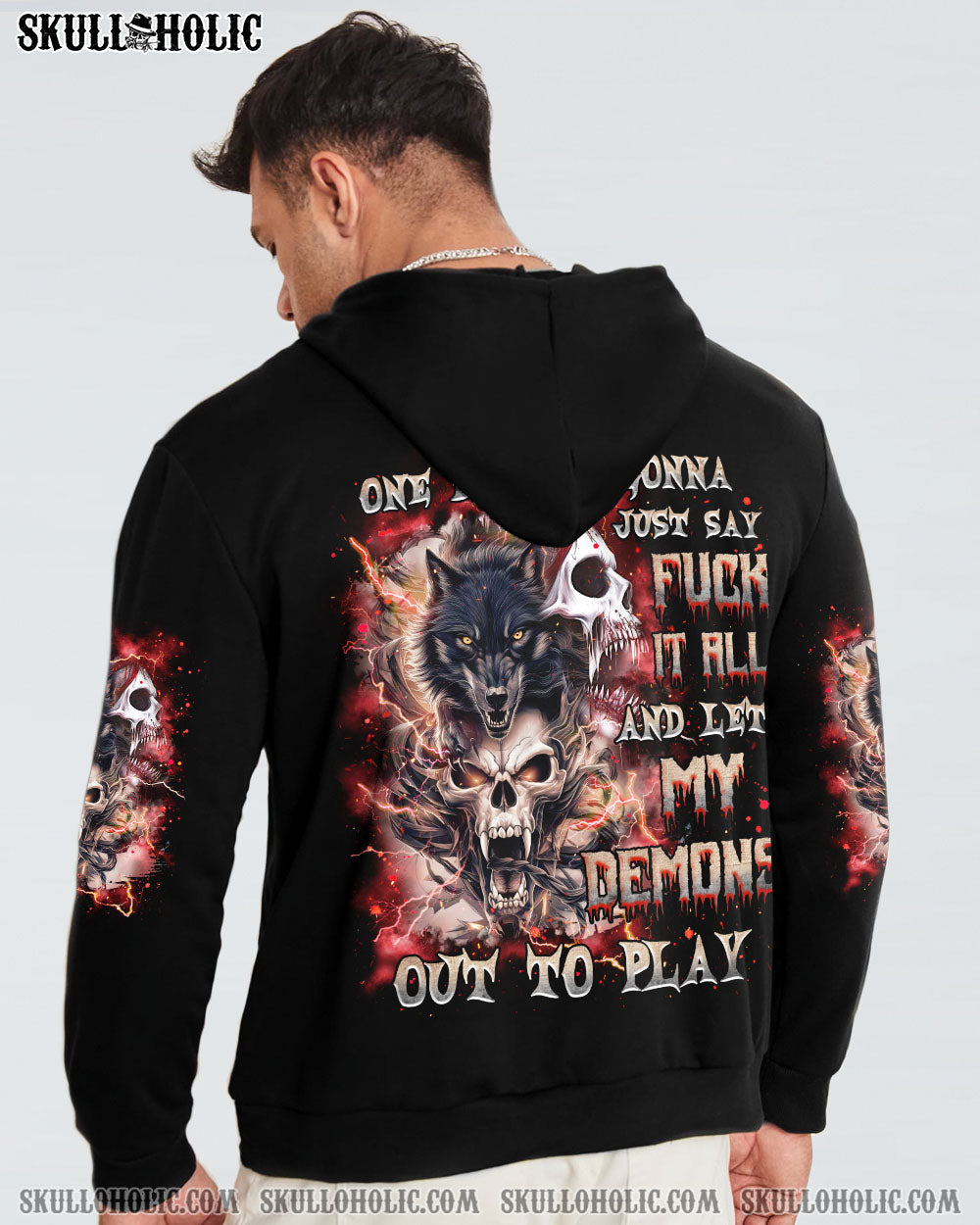 BLISSCORNERS ONE DAY I'M GONNA JUST SAY SKULL WOLF ALL OVER PRINT