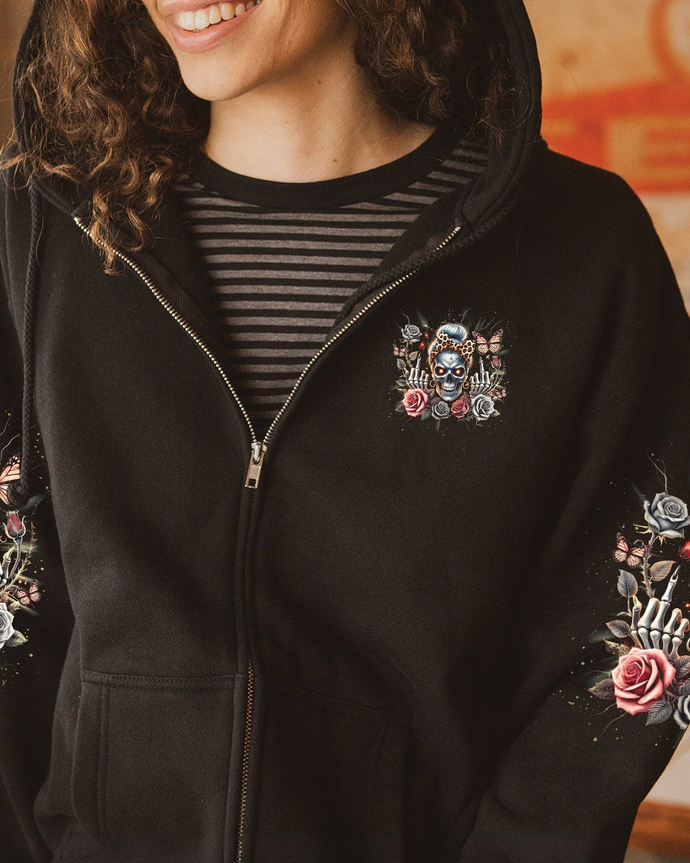 BLISSCORNERS BEHIND EVERY BAD B MESSY BUN SKULL ALL OVER PRINT