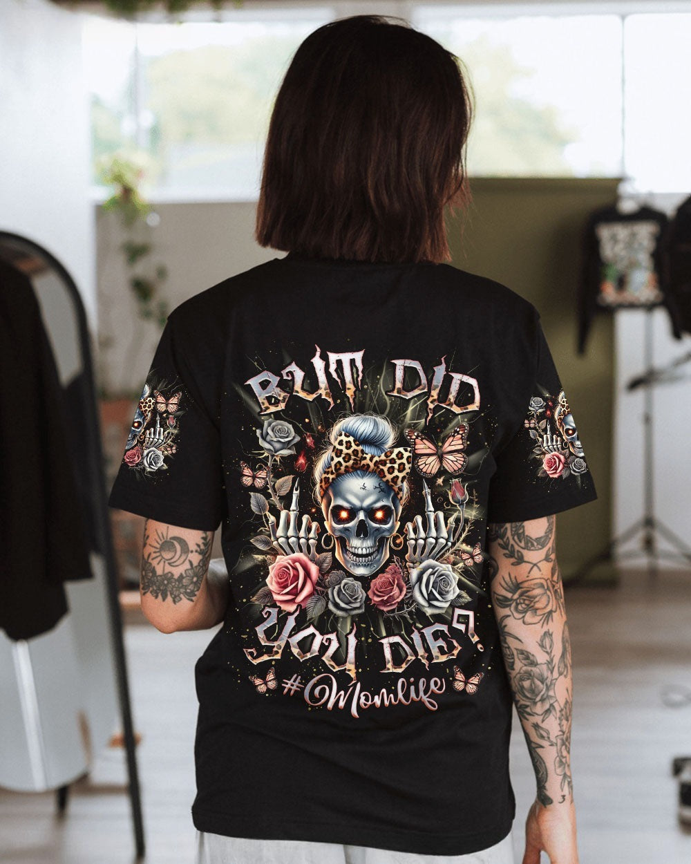 BLISSCORNERS BEHIND EVERY BAD B MESSY BUN SKULL ALL OVER PRINT