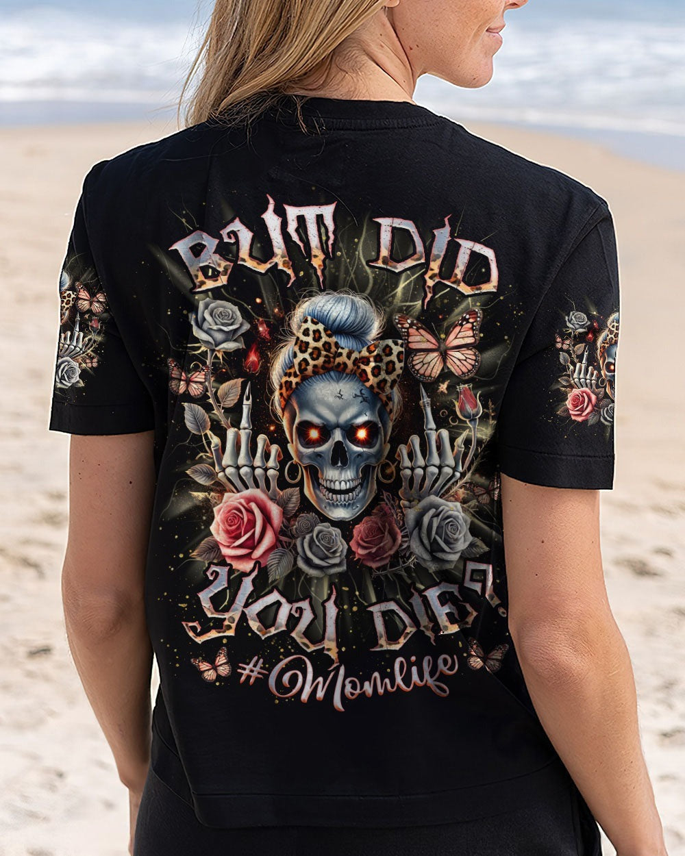 BLISSCORNERS BEHIND EVERY BAD B MESSY BUN SKULL ALL OVER PRINT